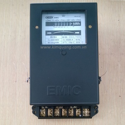 Đồng hồ điện EMIC hữu công 3 pha 50(100)A MV3E4